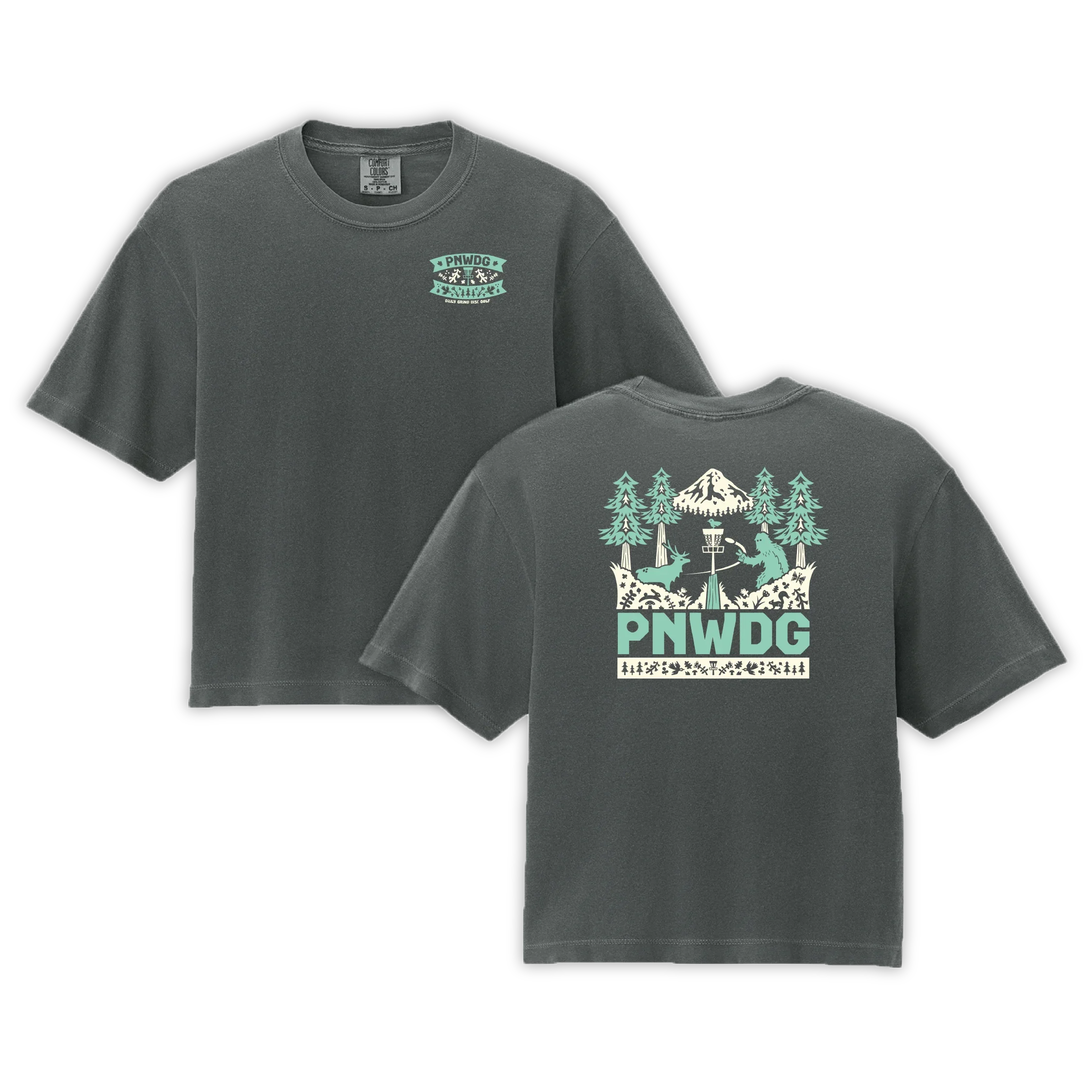 PNWDG - Women Fit Cropped Disc Golf Shirt - Daily Grind Disc Golf