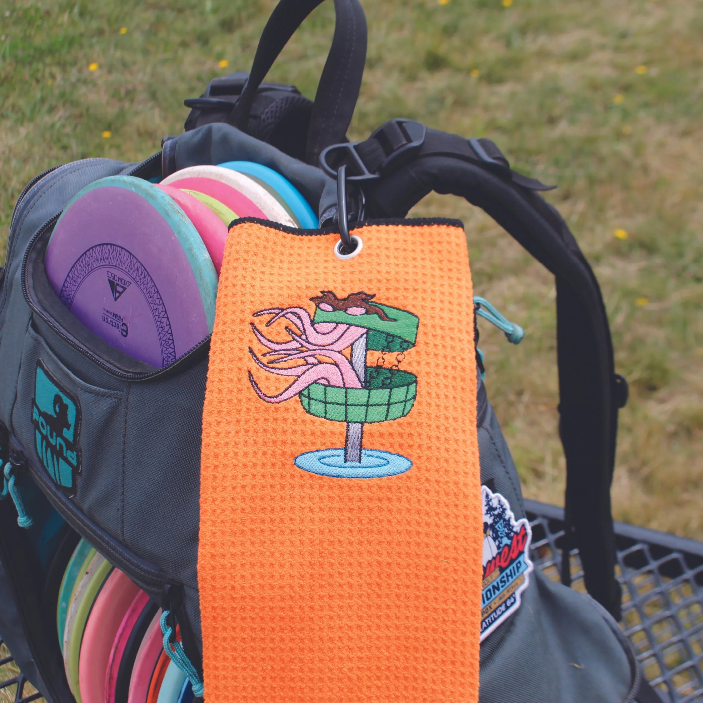 Swamp Basket Monster Embroidered Towel - Daily Grind Disc Golf
