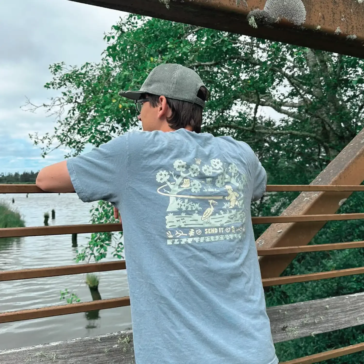 Send It Disc Golf Shirt - Blue Jean - Daily Grind Disc Golf