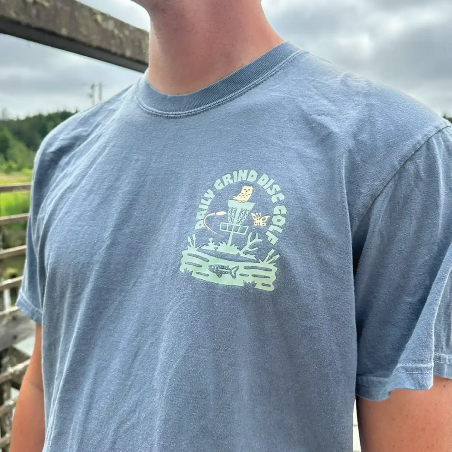Send It Disc Golf Shirt - Blue Jean - Daily Grind Disc Golf