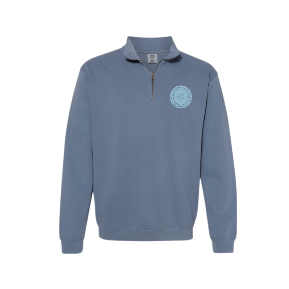 Garment-Dyed Quarter-Zip Sweatshirt (Blue Jean, Grey, True Navy)