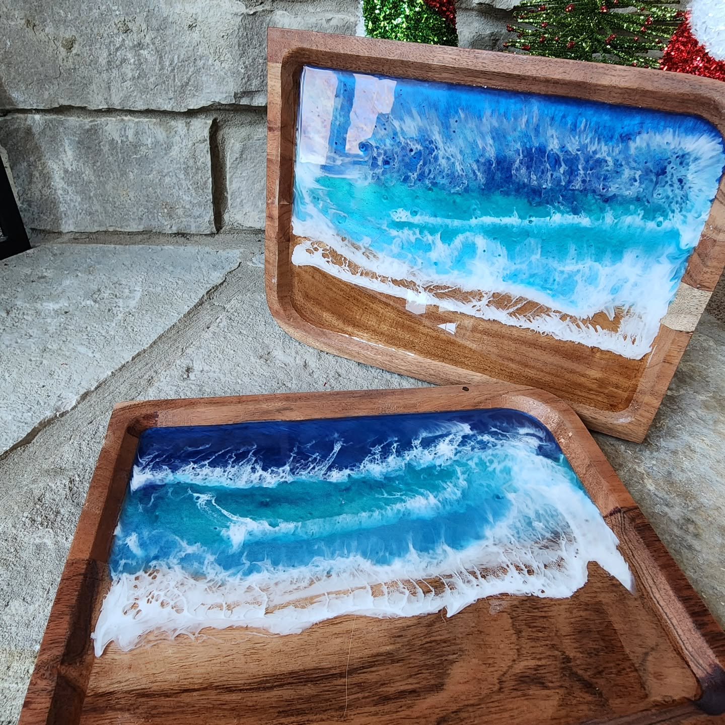These two resin wave wood pieces are making a rare comeback 🌊✨

It&rsquo;s been a while since I&rsquo;ve poured these, but honestly&hellip; they&rsquo;re still just as cool as ever. Each one is completely unique, with layered wood grain and flowing 