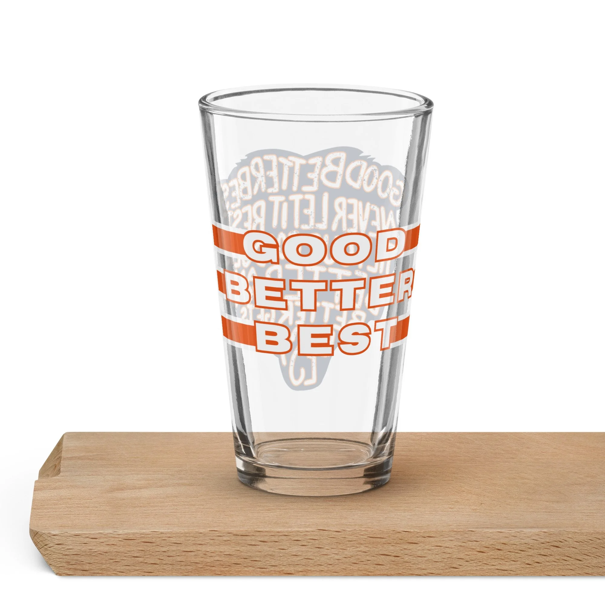 Good Better Best Pint Glass – Chicago Football Beer Glass – Motivational Bear Head Quote Shaker Glass