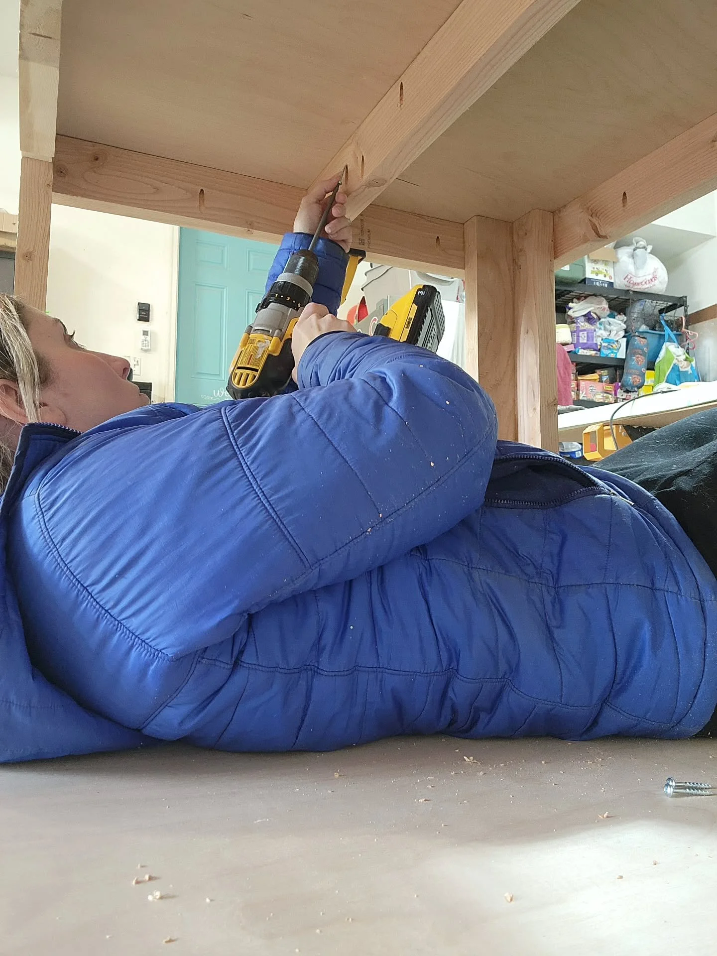 Why yes, this hurts me a lot more than it hurts you 🙃 But the workbench build must go on!

#diyhome #workbench #WorkshopGoals