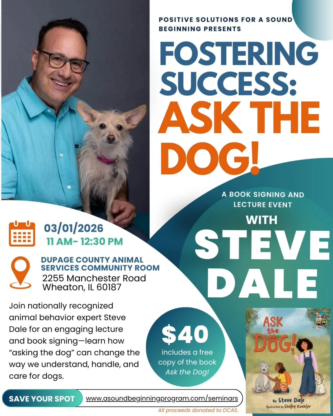 I had the opportunity to create this event flyer for a special upcoming lecture and book signing featuring Steve Dale, nationally recognized animal behavior expert. 🐾 I've personally had the chance to hear him speak on several occasions, and I alway