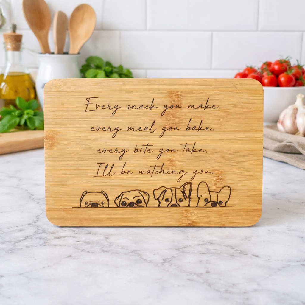 Always Watching Dogs Bamboo Cutting Board