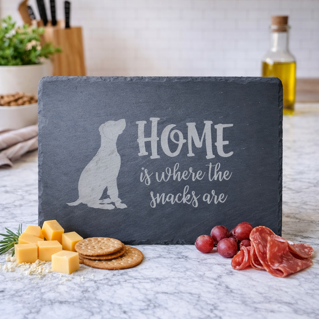 Home is Where the Snacks are Slate Charcuterie Board