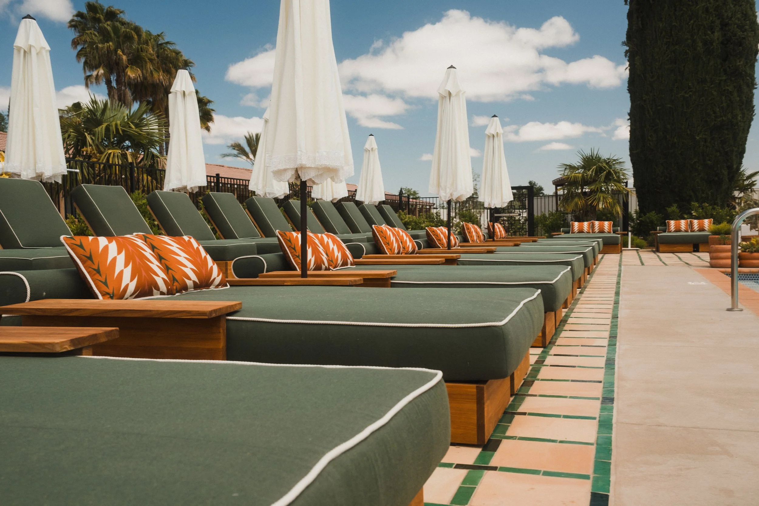 Poolside lounge seating at River Lodge Paso Robles wine country hotel