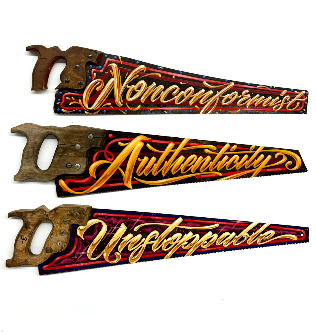 Lot #1 - Handpainted Saws