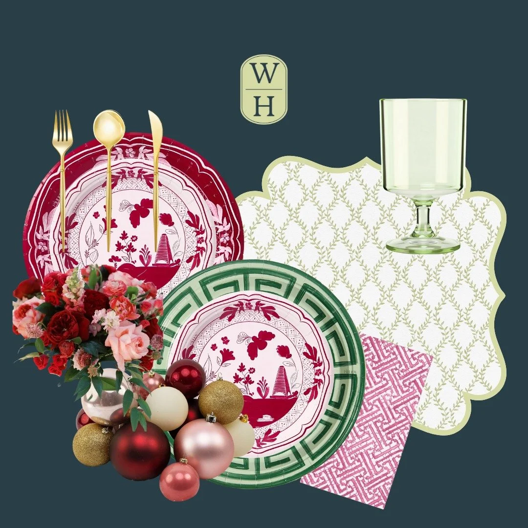 Make holiday hosting easier with these design ideas for recyclable tablescapes! I am not one to shy away from non-traditional tablescapes. Each design is based on a custom bordered placemat in my quatrefoil shape (templates available on my website). 