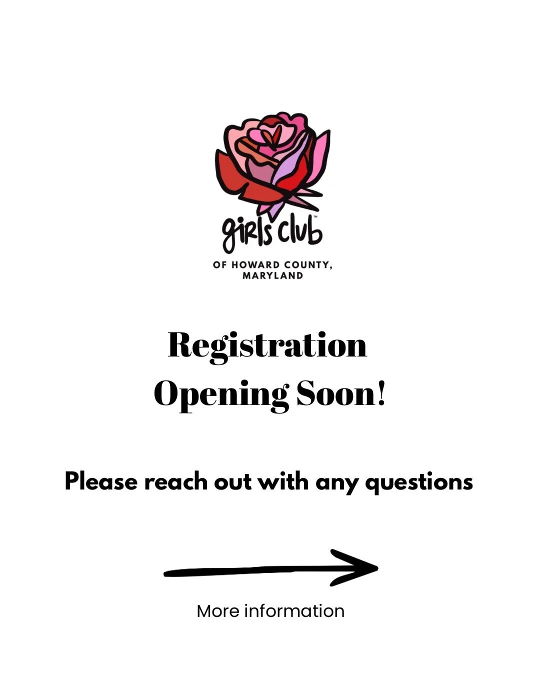 So looking forward to Howard County, Maryland&rsquo;s first Girls Club class! Please share with anyone who may have interest.