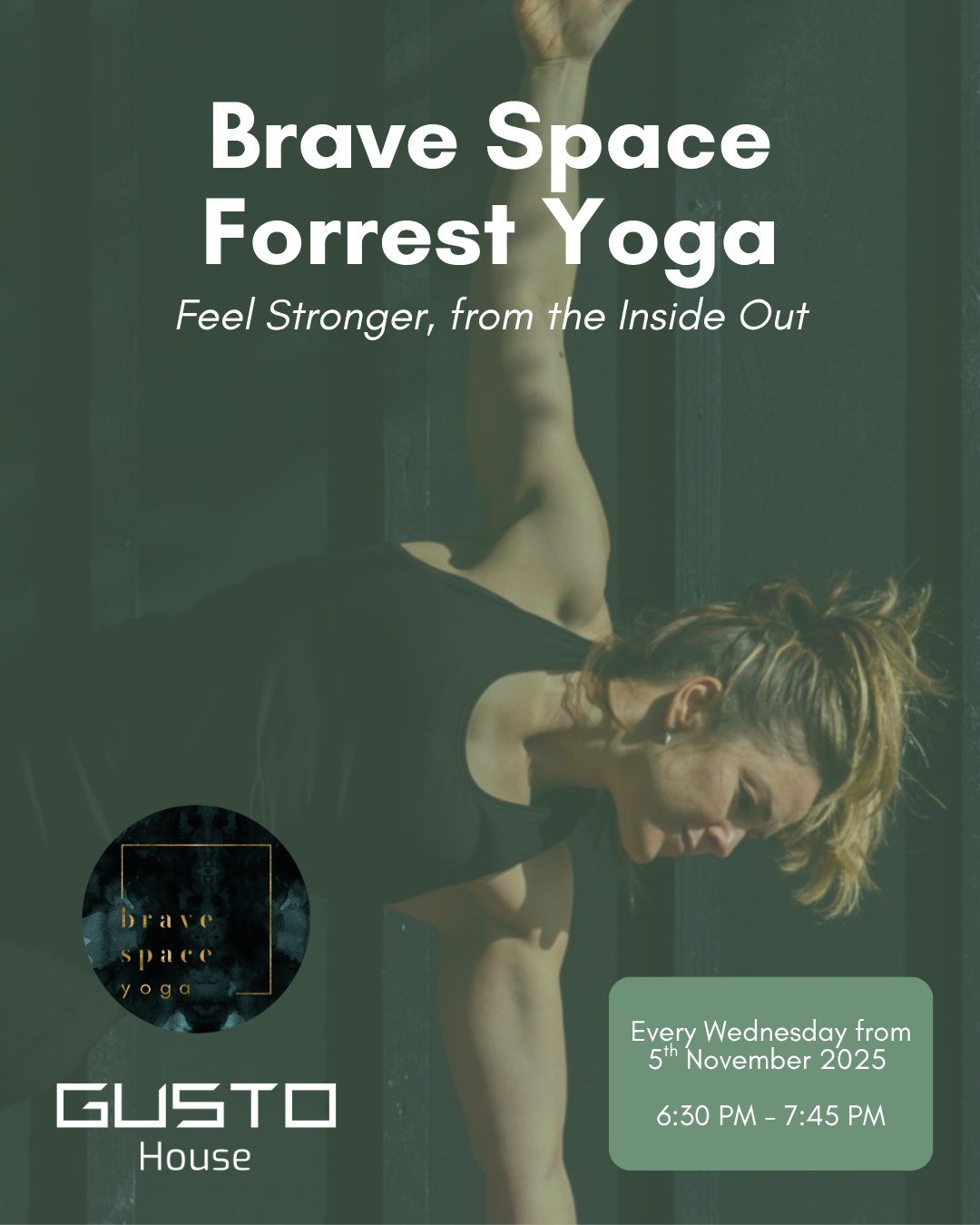 ✨ NEW CLASS ALERT! ✨ Brave Space Forrest Yoga with Polly. @bravespaceyoga 

Starting Wednesday the 5th November 2025!

Blend Forrest Yoga and Body Psychotherapy to breathe deep, feel fully, and rebuild strength. Your weekly invitation to slow down an