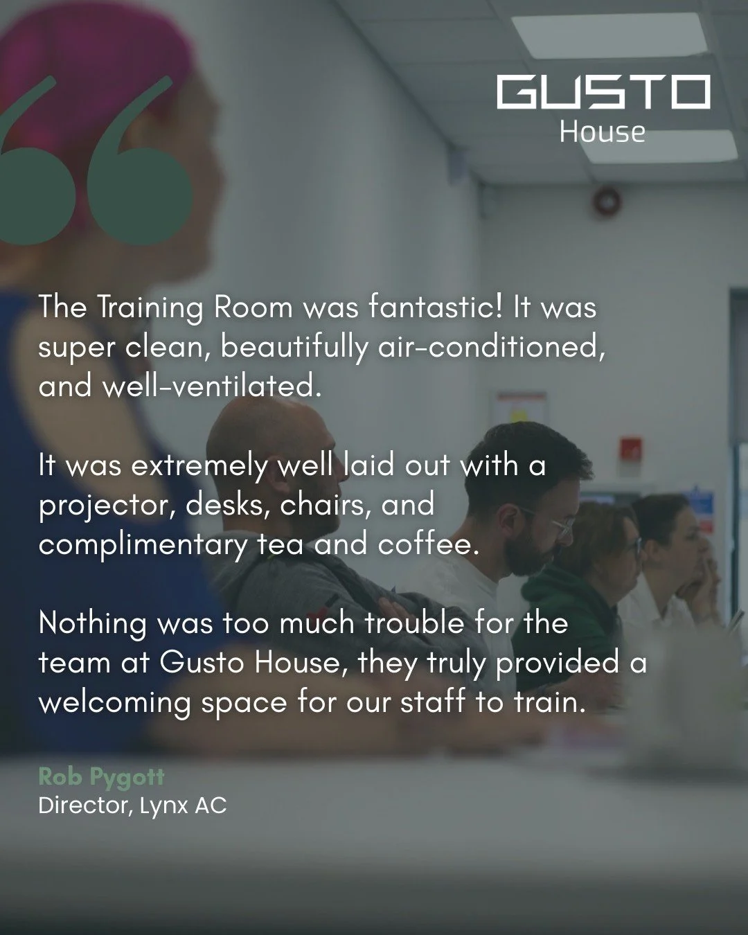 The secret to any successful training day is the right environment! 

We&rsquo;re thrilled to share some fantastic feedback from Lynx AC regarding their recent experience hosting a workshop in our Training Room.

Ready to elevate your next training s