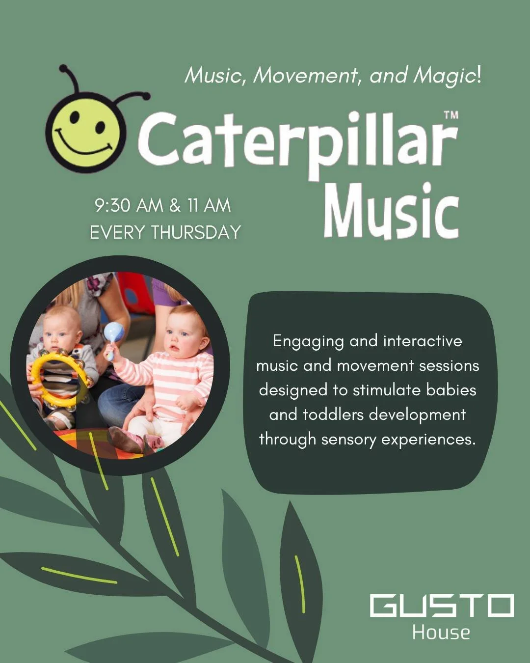 Did you know that @caterpillarmusicnewark usic has recently added another class at Gusto House? 🎶

The wonderful Anna is now here every Thursday! In addition to her 9:30 AM session, she&rsquo;ll be hosting a brand-new class at 11:00 AM.

Come along 