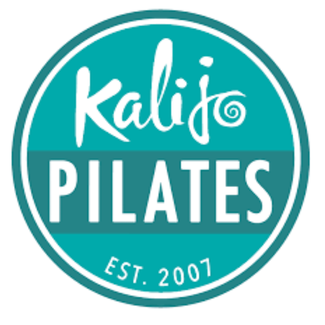 Logo for Kali'i'o Pilates, established 2001, featuring a teal circular design with stylized text
