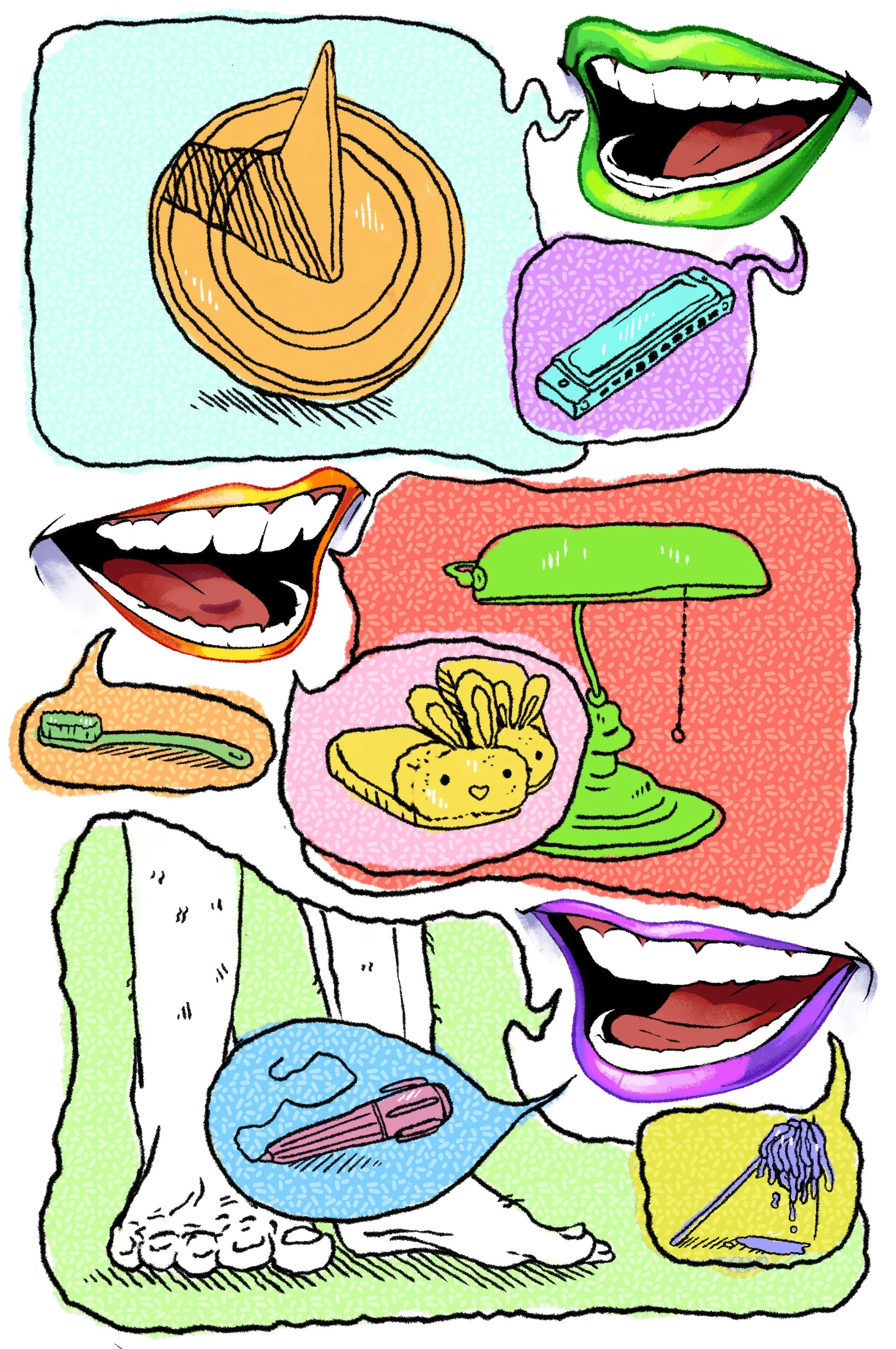 90 style, Illustration, Mouth, Fun
