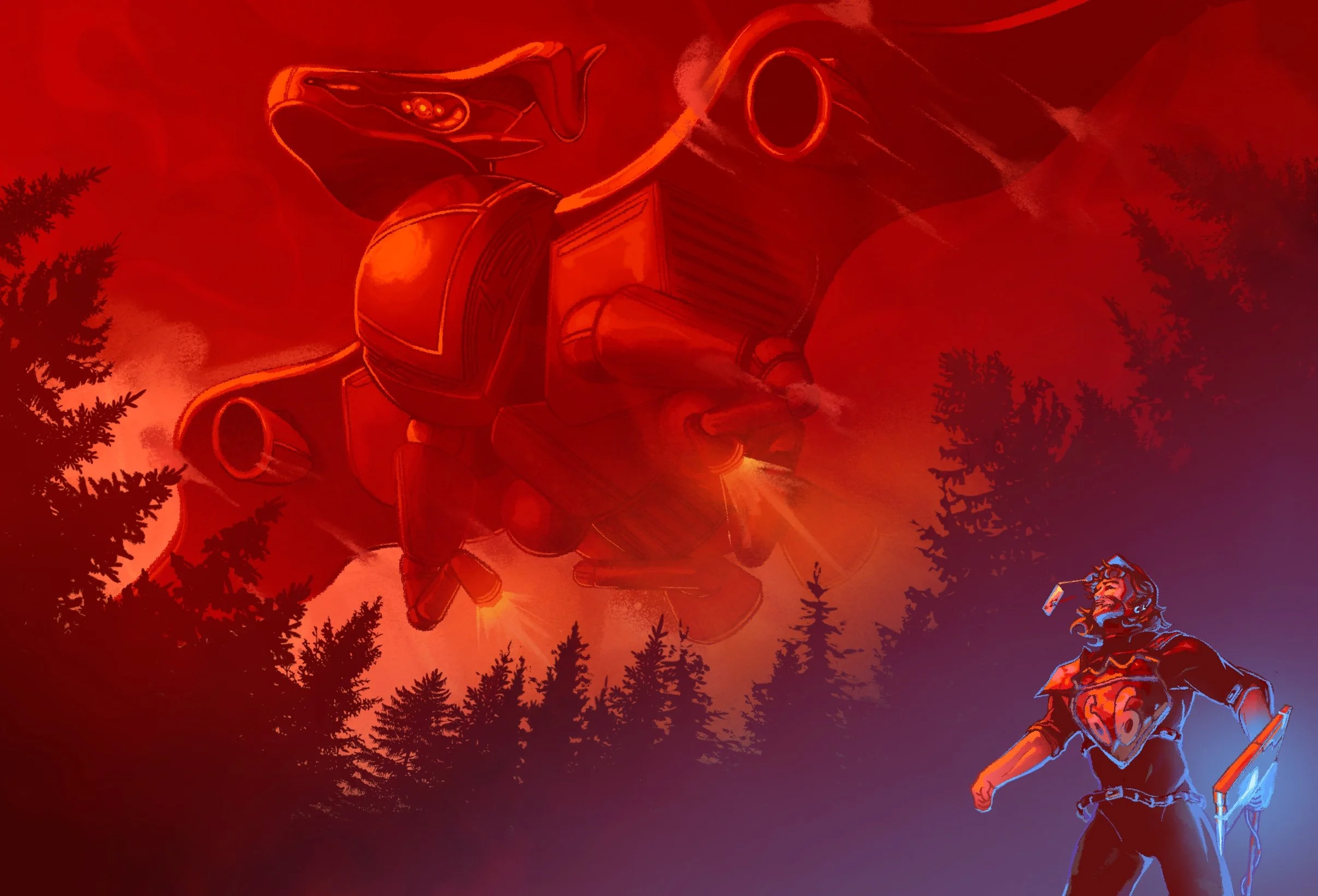 New Jersey, Jersey Devil, Concept Art, Illustration, Red Sky,