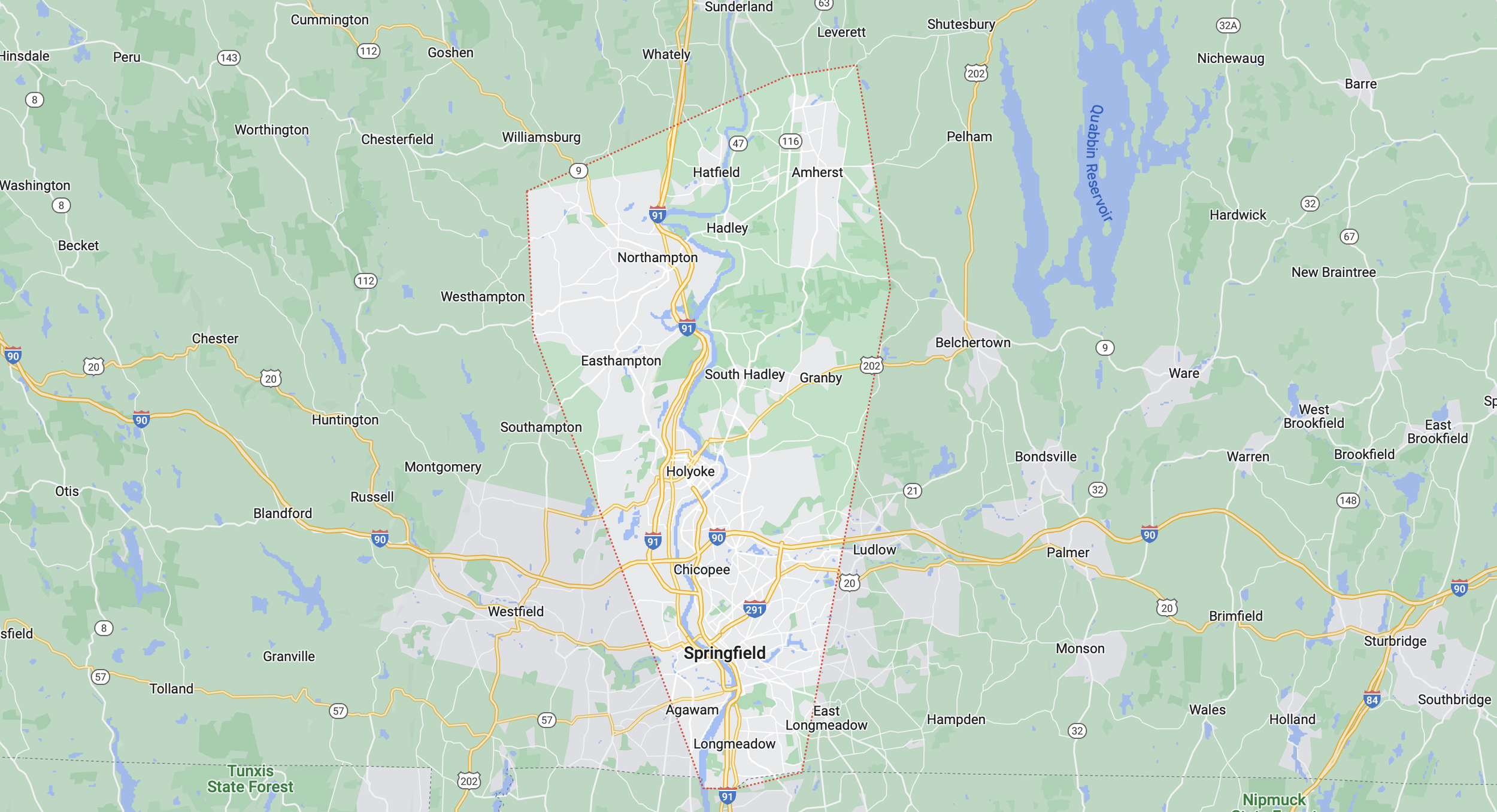Our service area is Chicopee, Northampton, Longmeadow, and Amherst.