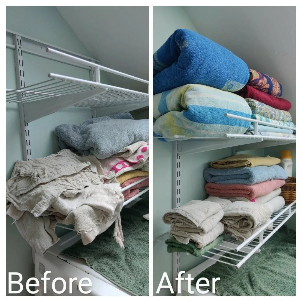 A before and after photo of our organization services that help you feel relaxed and tidy in your own home.