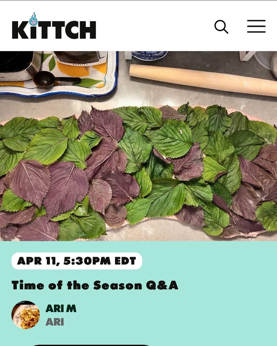 MY FIRST KITTCH! TOMORROW! (or today!) THURS 4/11 at 5:30PM!
💐 🌹 🌸 Let&rsquo;s talk about spring and the favorite things it brings with, from foraged goodies to what&rsquo;s best at your farmer&rsquo;s market. What&rsquo;s on your cooking to do li