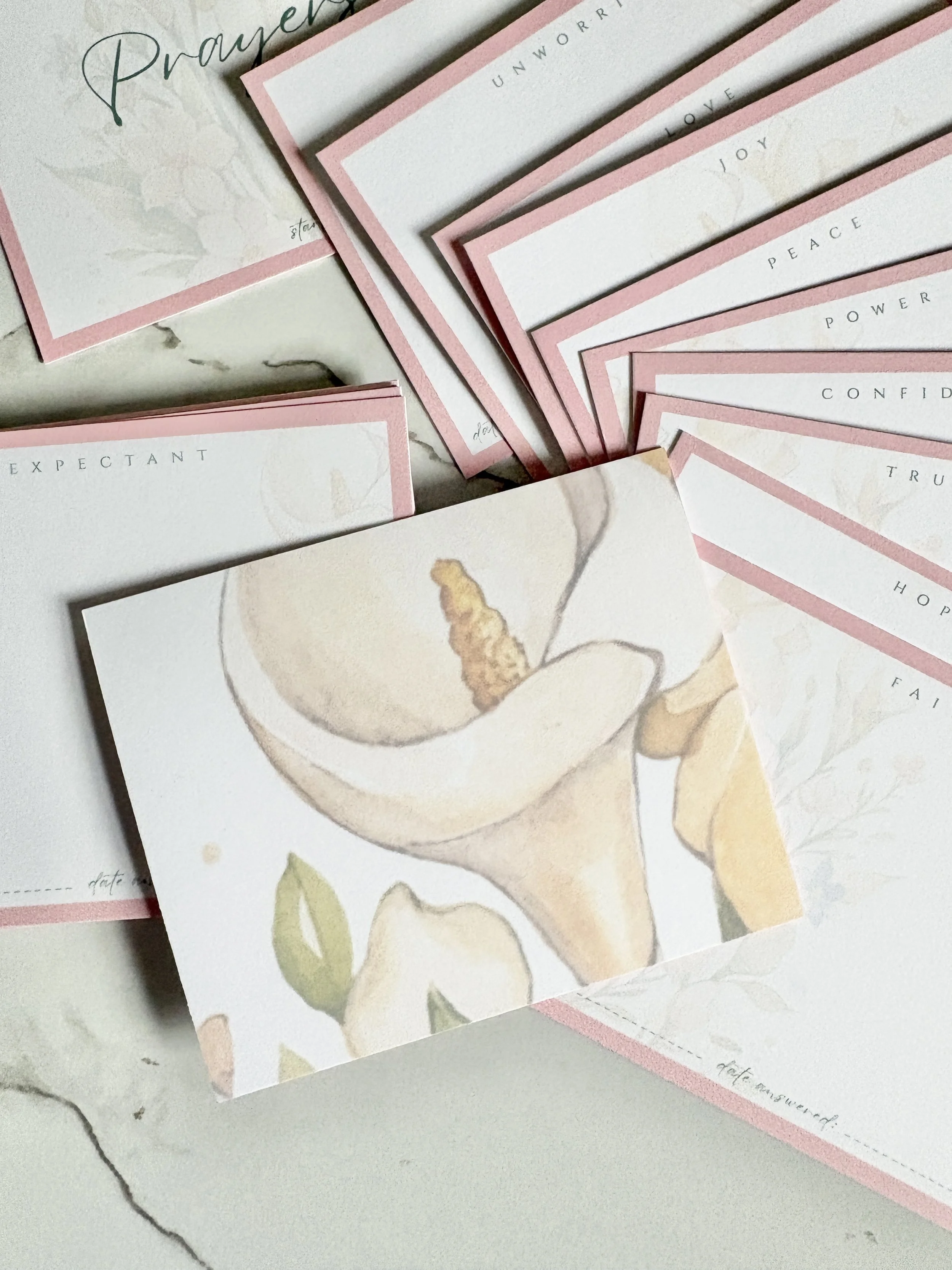 Pink Floral Prayer Cards