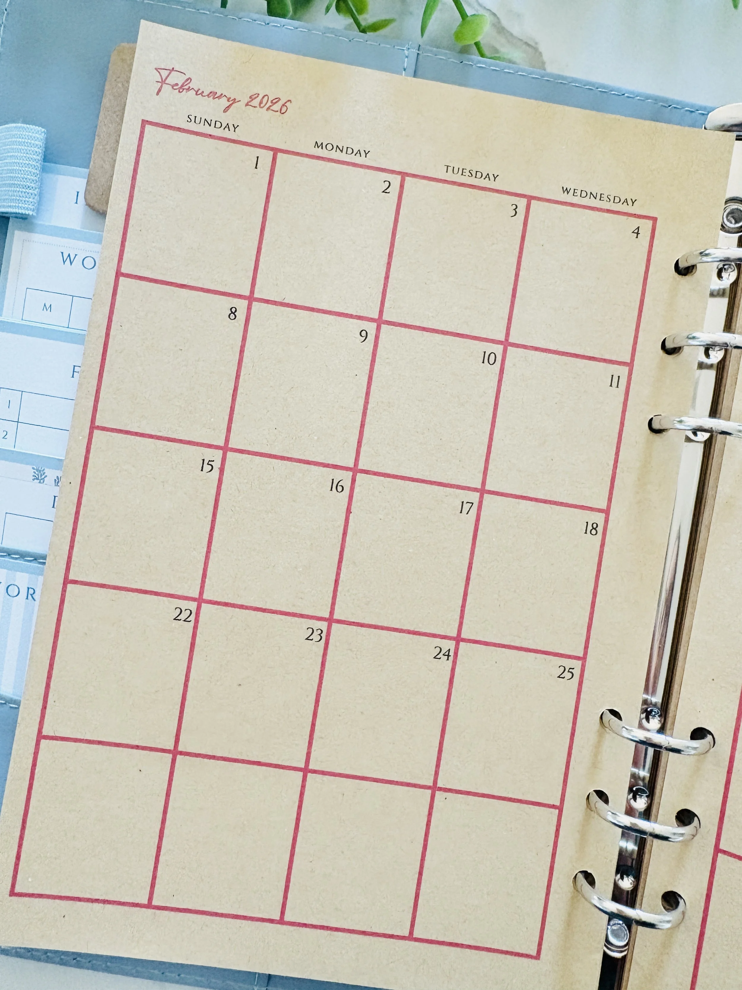 2026 Monthly Planner (unlined weekly pages). Available in 7 colors!