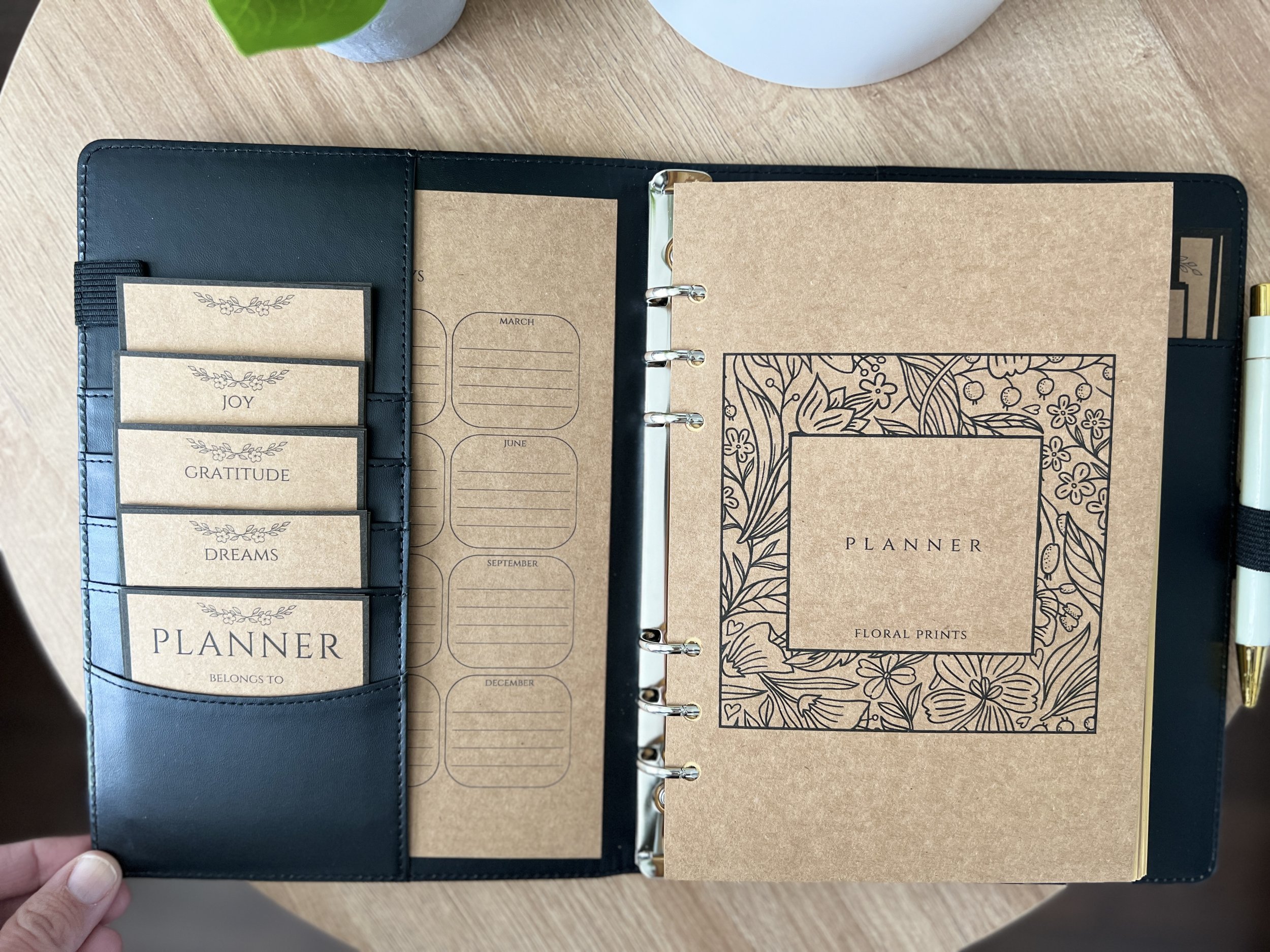 12 Month Planner. Floral Prints Design.