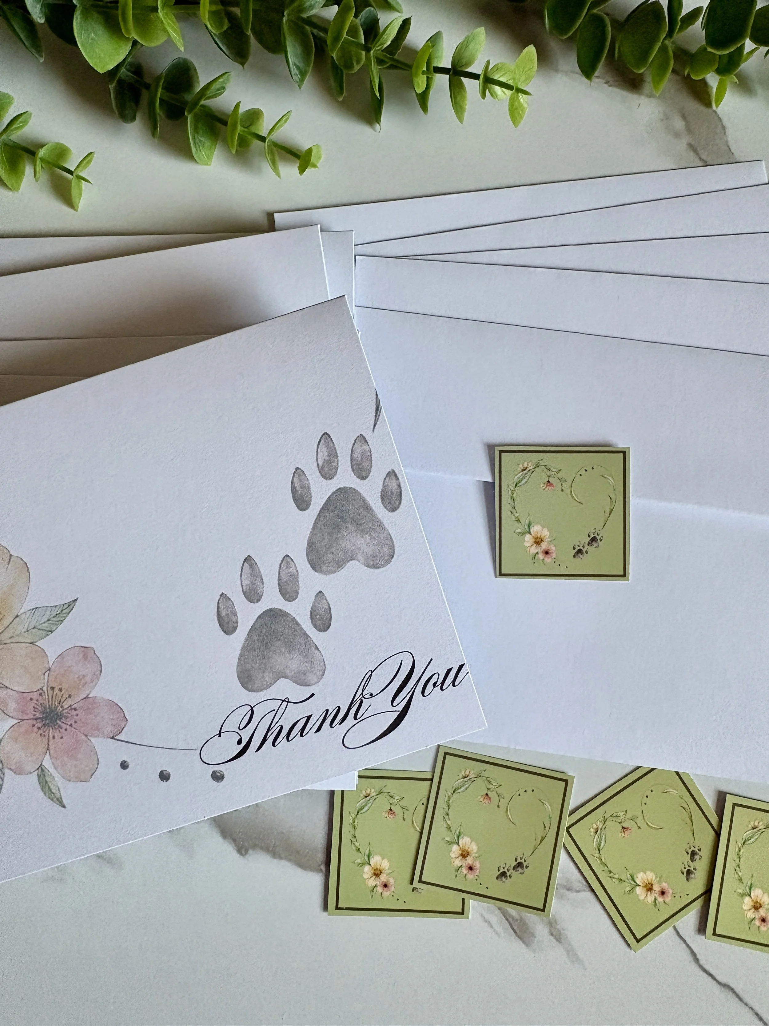 With Love and Paws: Thank You Cards.  (Single Card or Set of 5)