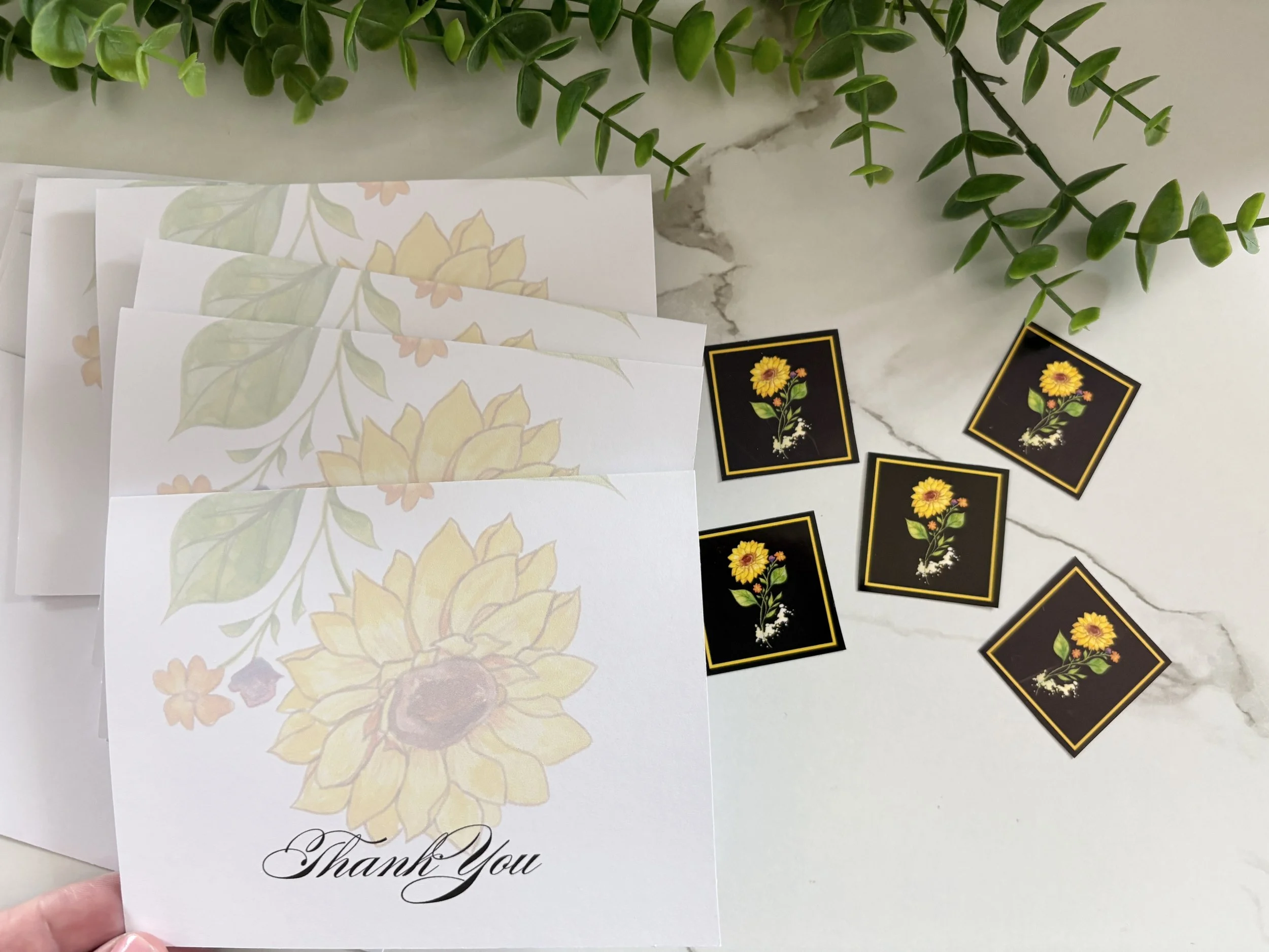 Thank You Note: Sunny Petals (Single Card or Set of 5)