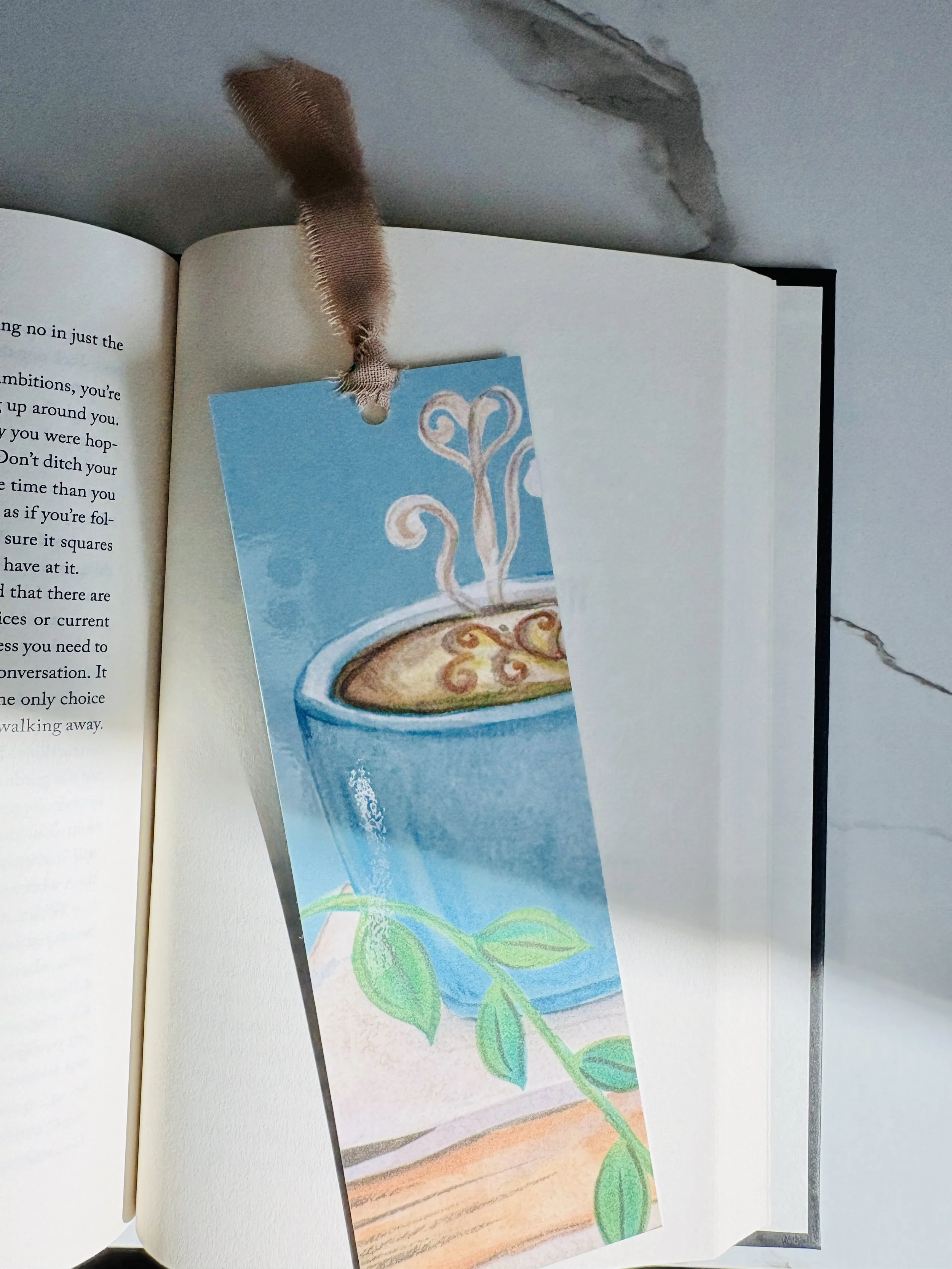 Cozy Blue Mug Moments Bookmark.