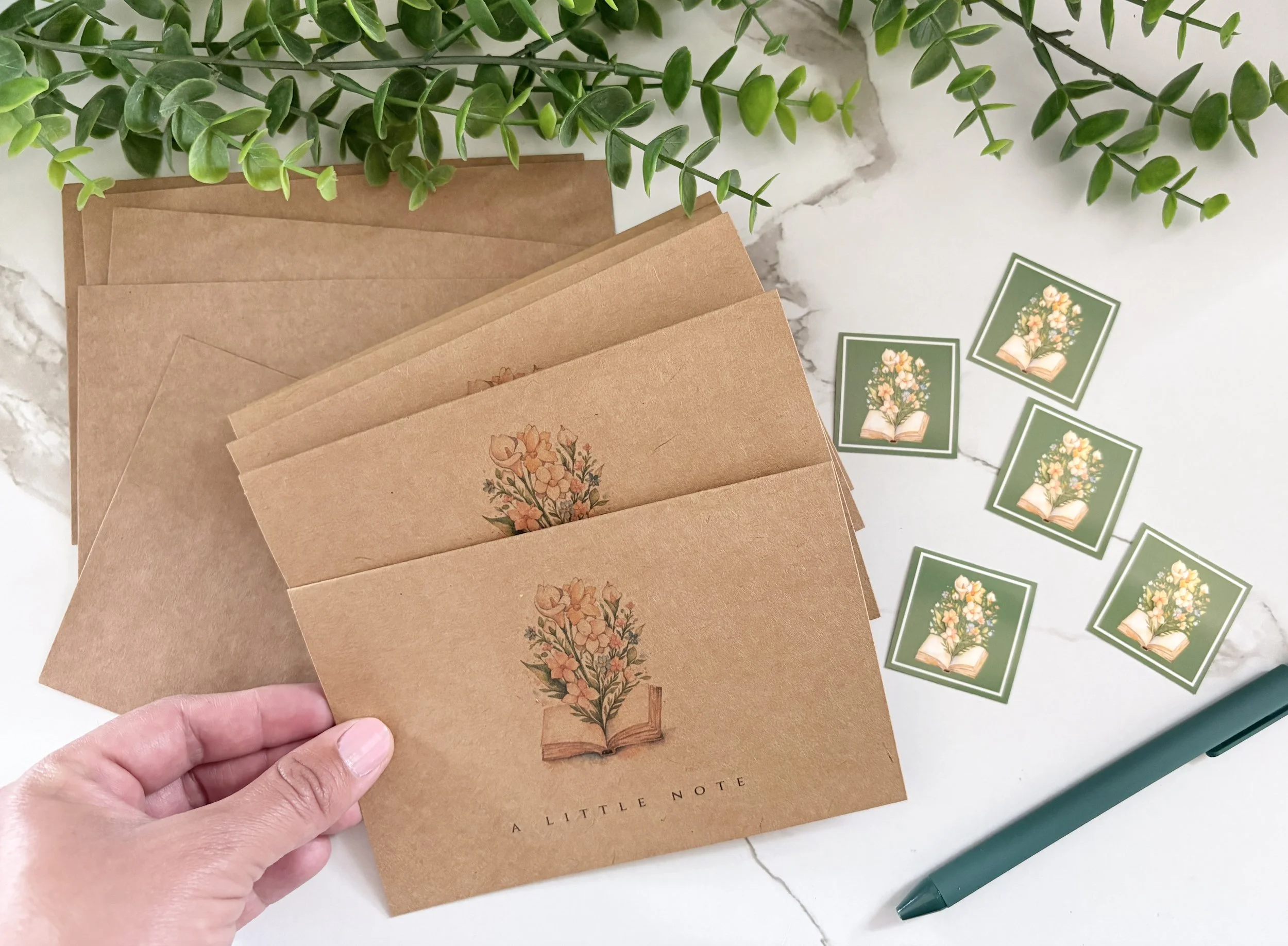 A Little Note: Blooms in a Book (Single Card or Set of 5)