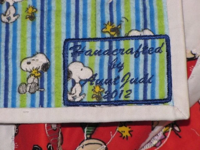 An embroidered label