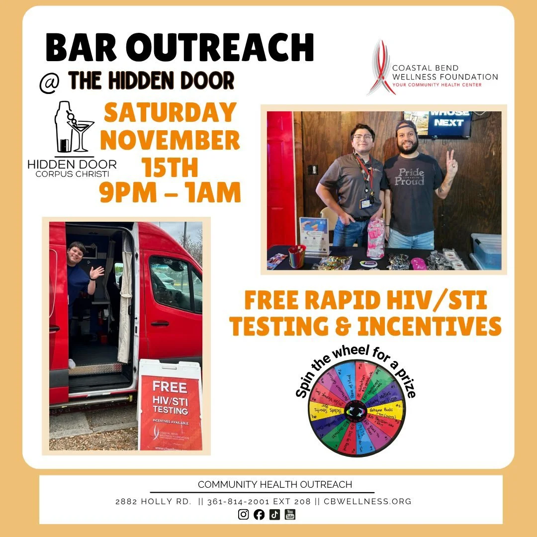 🎉 Late Night Alert! 🎉
Community Health Outreach testers will be at @thehiddendoorcc tonight for late-night testing!

✨ Come join us for
✅ Free incentives
✅ Info about all the services with our health experts 
✅ Free Mobile Clinic testing

🗺 Where: