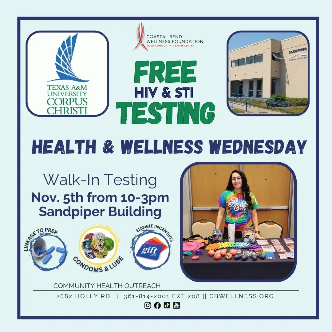 Our Community Health Outreach staff are at @island_university 
Health Center providing free HIV and STI testing for students! 

⏰10:00am-3:00pm
Providing free resources and free incentives!

#CoastalBendWellnessFoundation #YourCommunityHealthCenter #