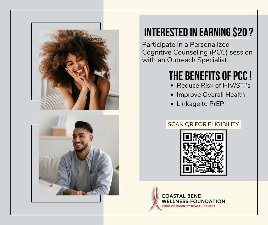 Sit down for a Personalized Cognitive Counseling (PCC) session with one of our Outreach Specialists &amp; get rewarded with $20? It&rsquo;s Easy! 💰

📲 Scan the code to see if you're eligible!
📞 Prefer to chat? Call us at (361) 814-2001 x 208

#Coa