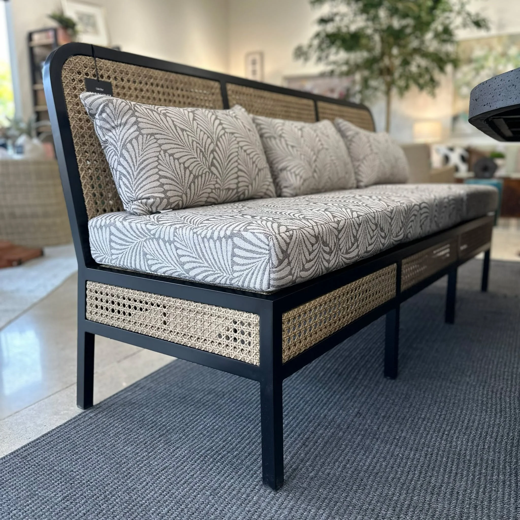 Timeless design meets tropical charm.

The Havana Banquette from @summerclassics  brings vintage Havana style to modern outdoor living and it&rsquo;s in stock now!

Crafted with weatherproof N-Dura resin wicker in a natural cane tone and a sleek blac