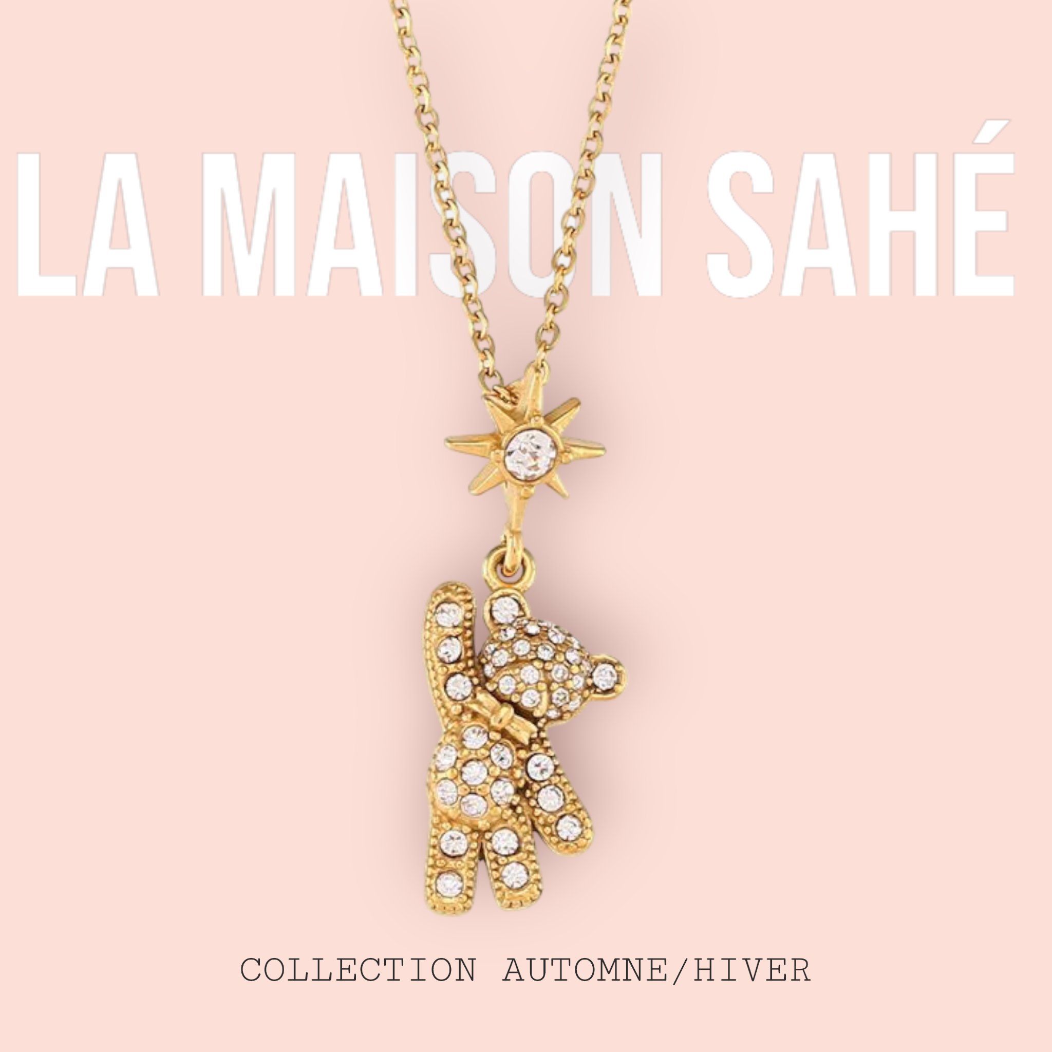 Fancy Bear Zirconia 18K Plated Necklace