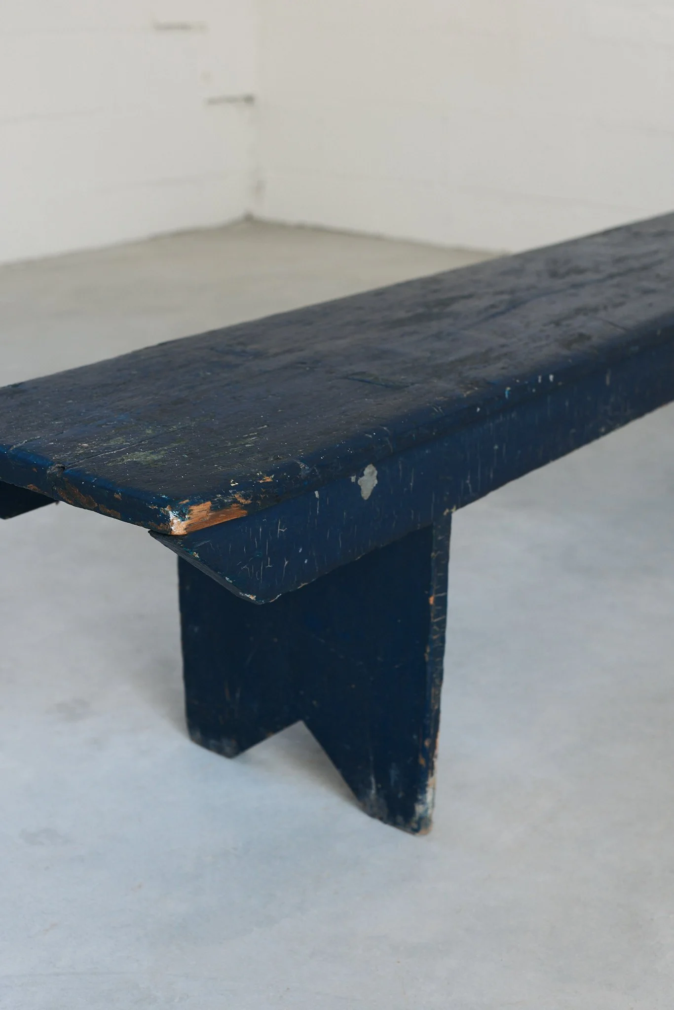 8 Ft Blue Painted Wood Bench