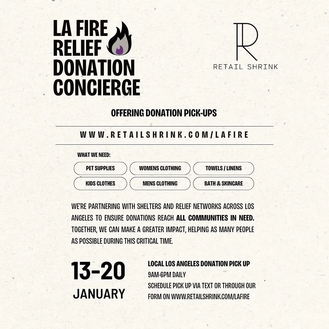 Together, we can make a difference. ❤️
@retailshrink is collecting donations to support those affected by the devastating LA fires. From pet supplies to kids’ clothing, men’s and women’s wear, and skincare, your generosity will bri