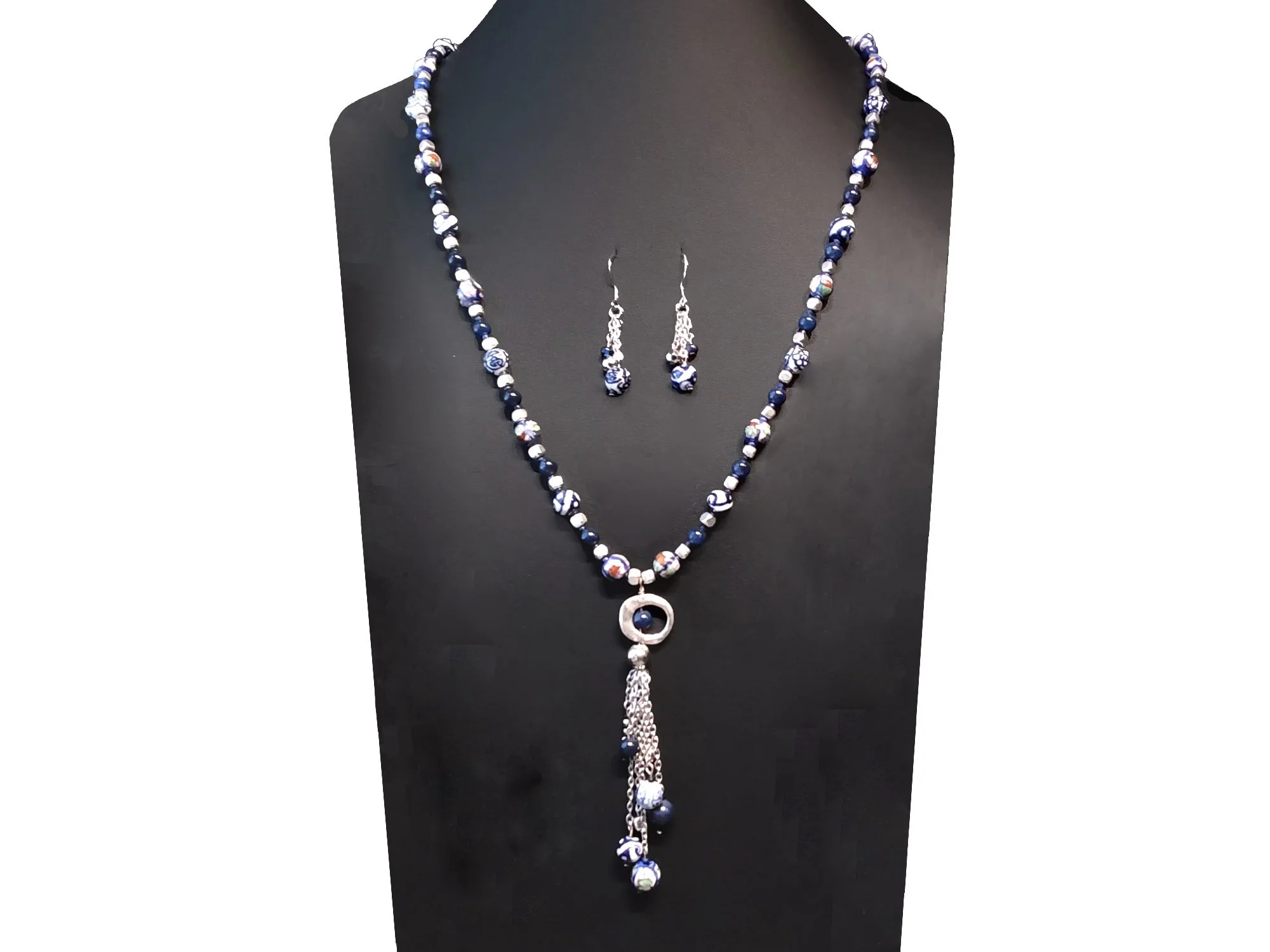 #703  Cloisenne and Lapis Pendant Necklace