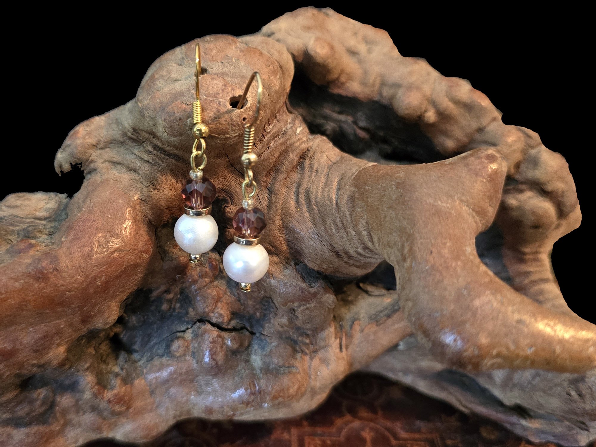 #245 Glass Pearls with Amber Crystal