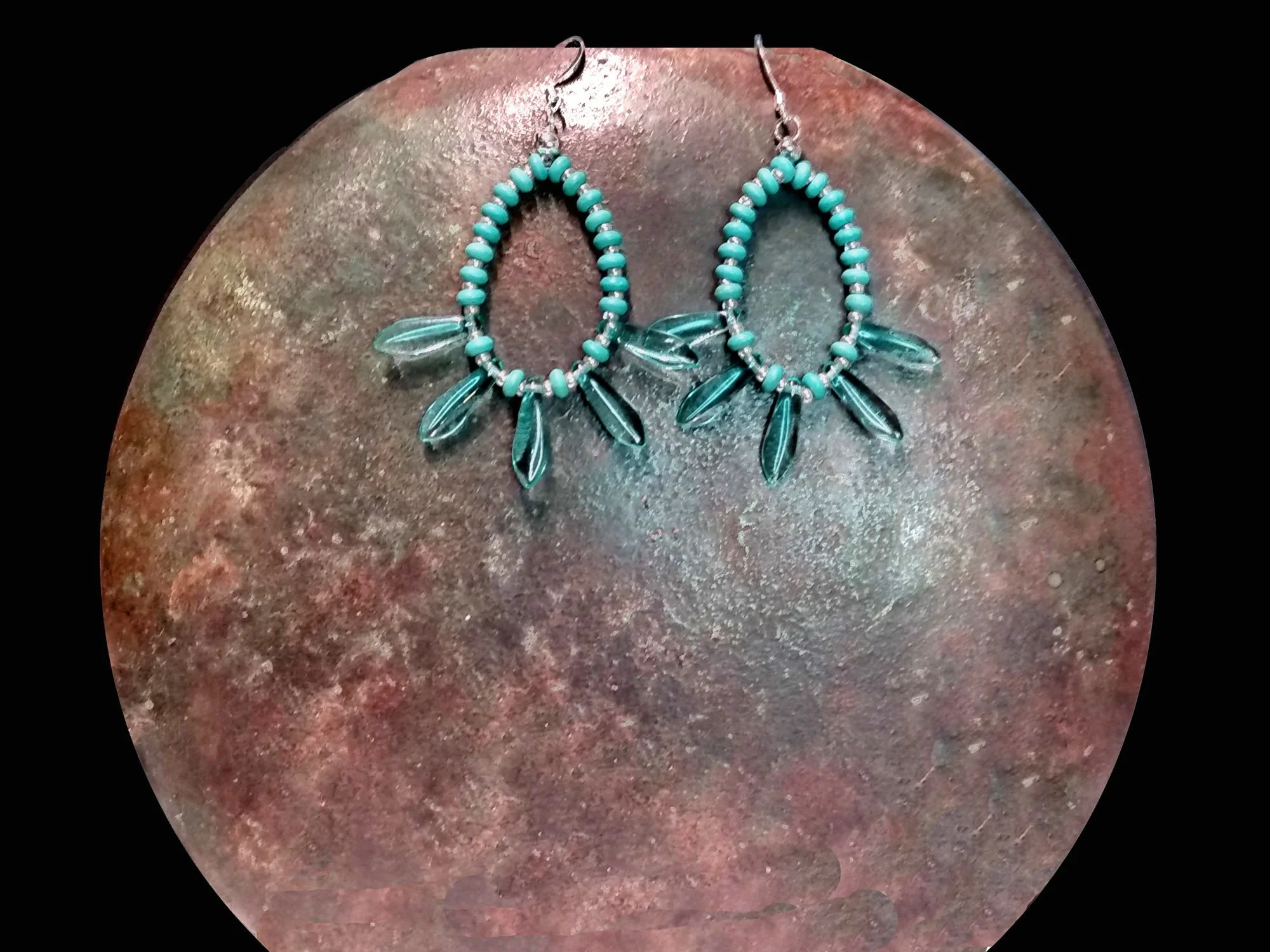 #743 Turquoise and Glass Loops