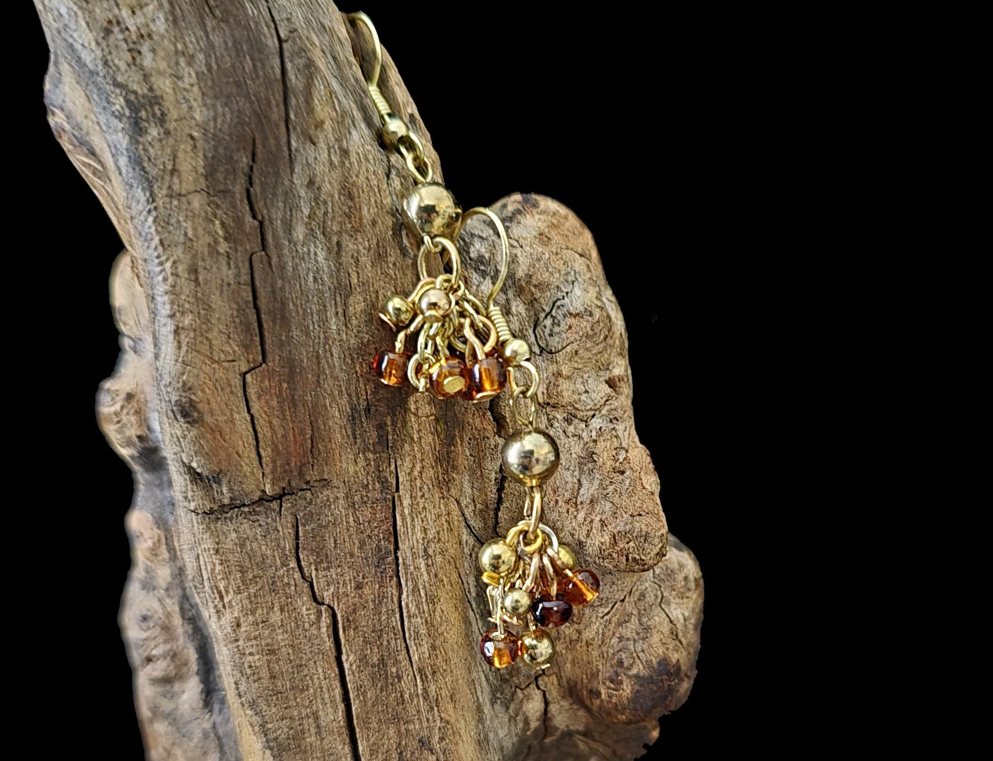 #250 Gold and Amber Glass Clusters