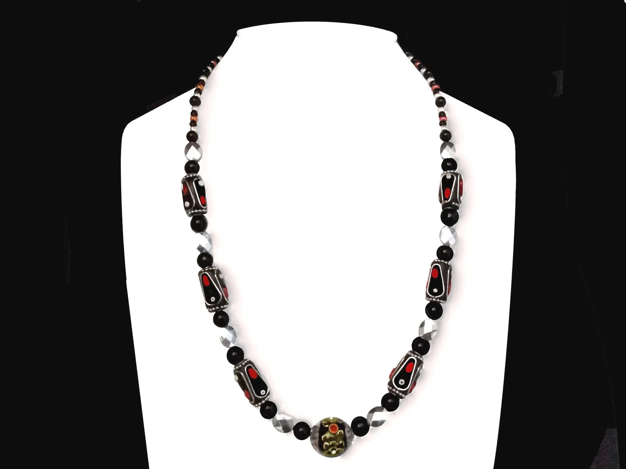 #738 Embellished  Clay Matinee Necklace