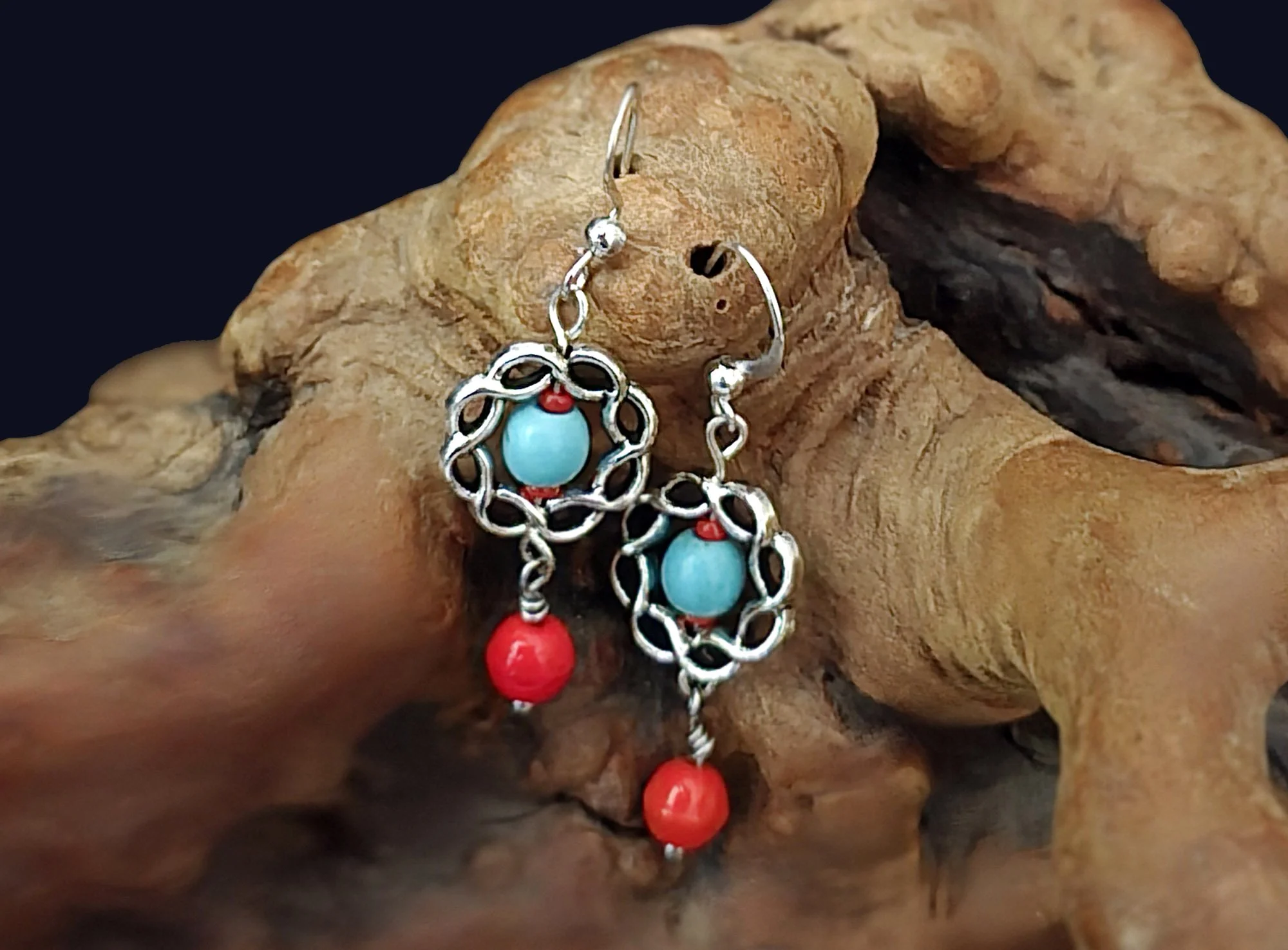 Magnesite and Coral Dangles