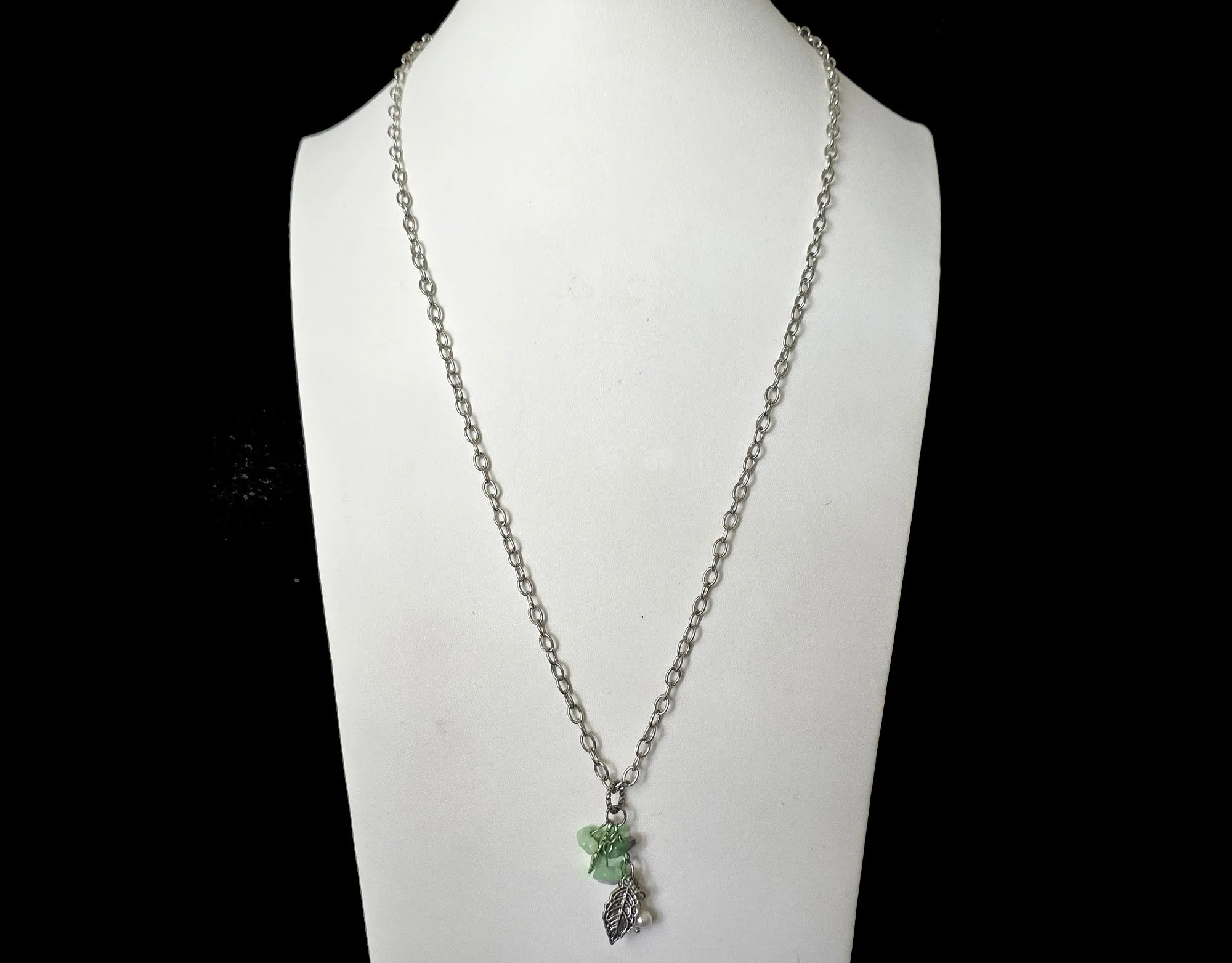 #608 Adventurine, Pearl, and Silver Cluster