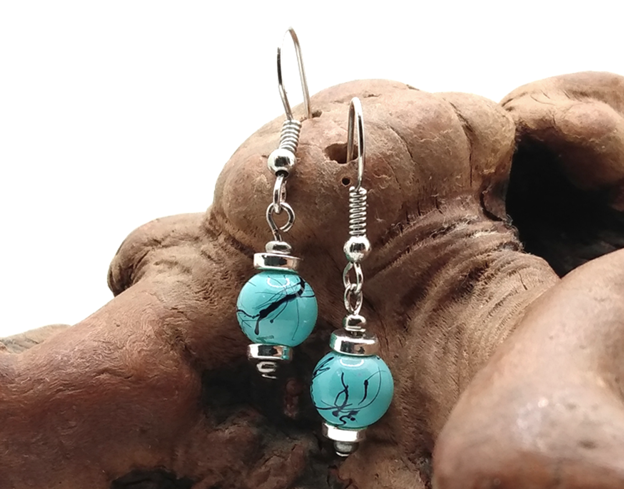 #105 Turquoise Glass Dangles
