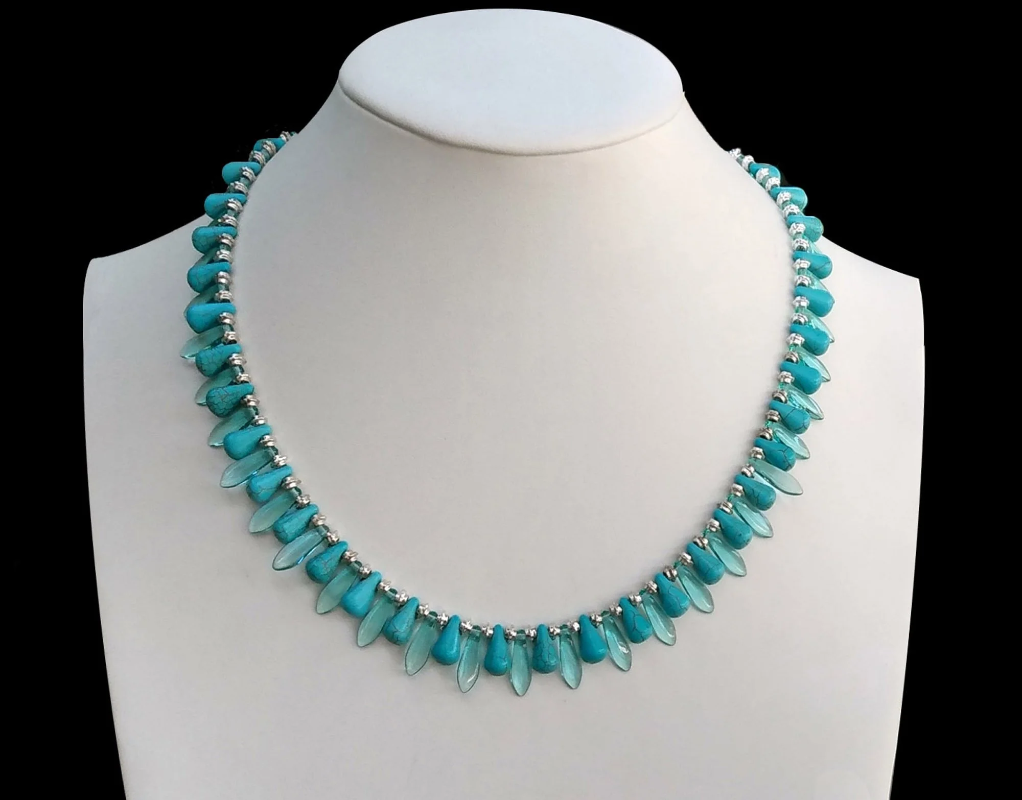 #743 Turquoise Teardrops and Crystal Teardrops