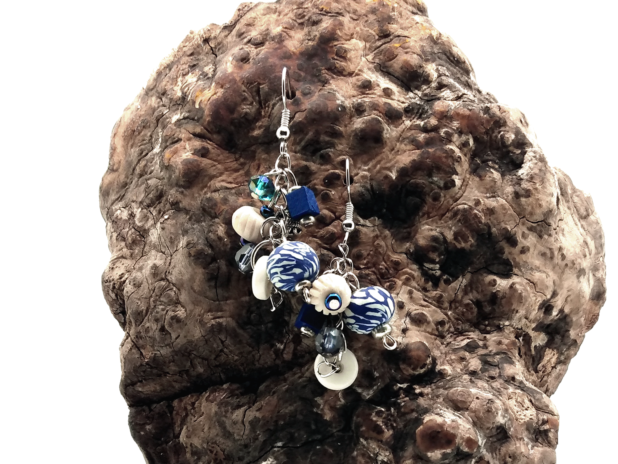#127 Blue and White Clay Cascades