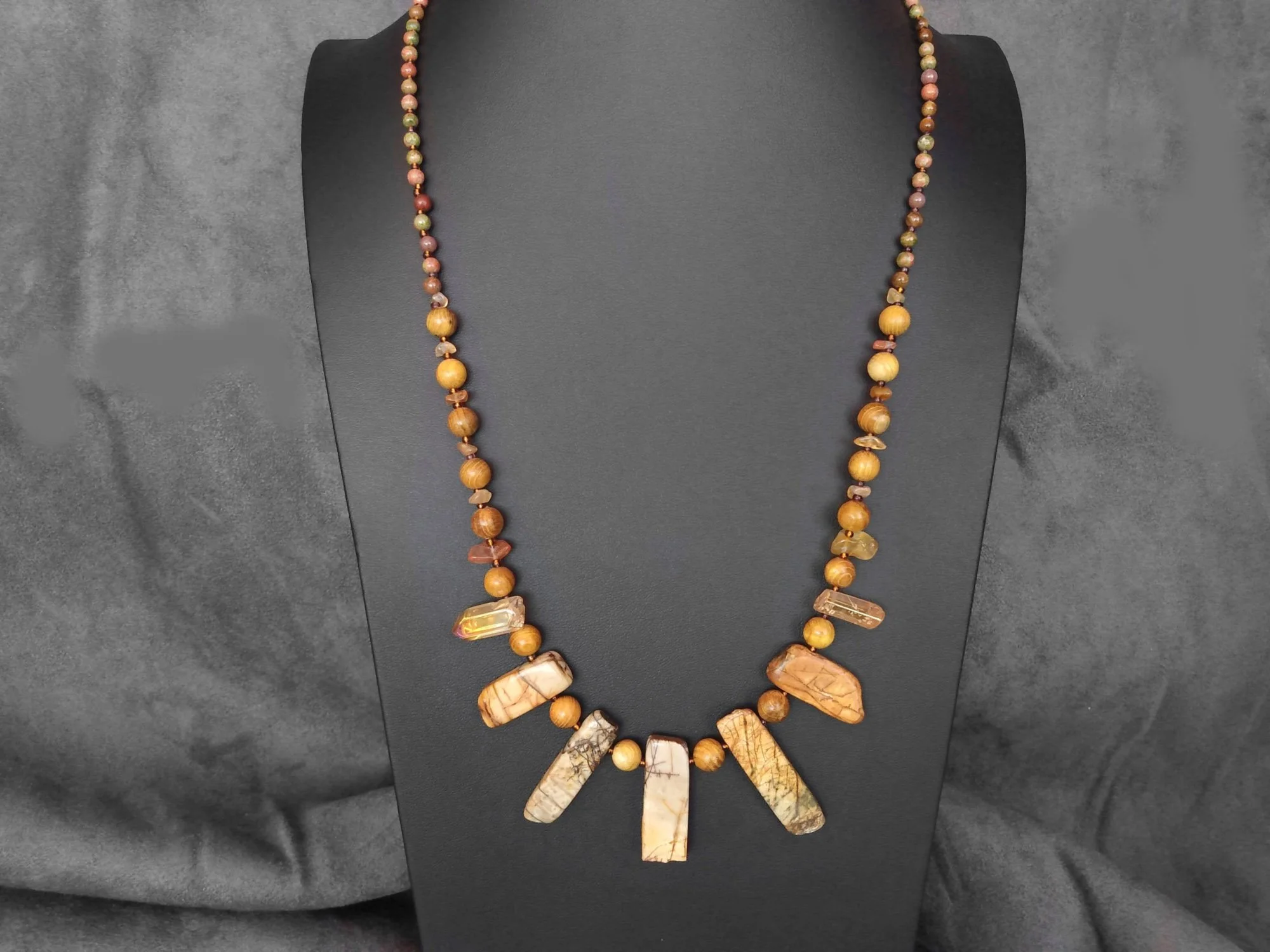 #461 Picture Jasper and Leopard Jasper Fesoon Necklace